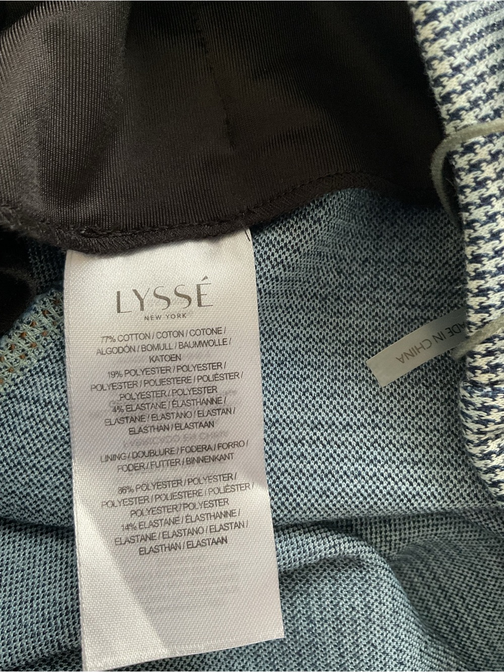 Lyssé New York Houndstooth Stretch Ankle Pants Blue Gray Size L NWT - Picture 8 of 12